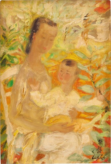 View full screen - View 1 of Lot 2006. Le Pho 黎譜 | Mère et Enfant (Mother and child) 母與子.