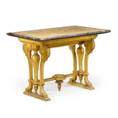 View full screen - View 1 of Lot 78. An Italian alabaster, Spanish brocatello and verde antico marble top, 18th century.