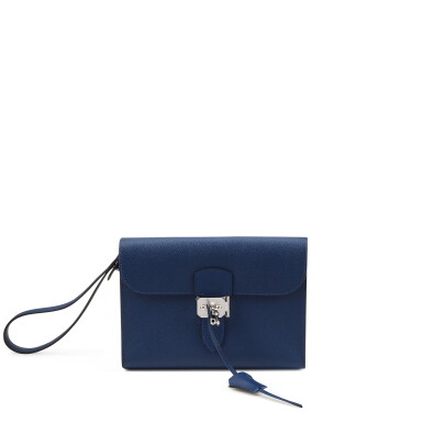 View full screen - View 1 of Lot 175. Navy Epsom Sac a Depeches 24 Pouch Palladium Hardware, 2024.