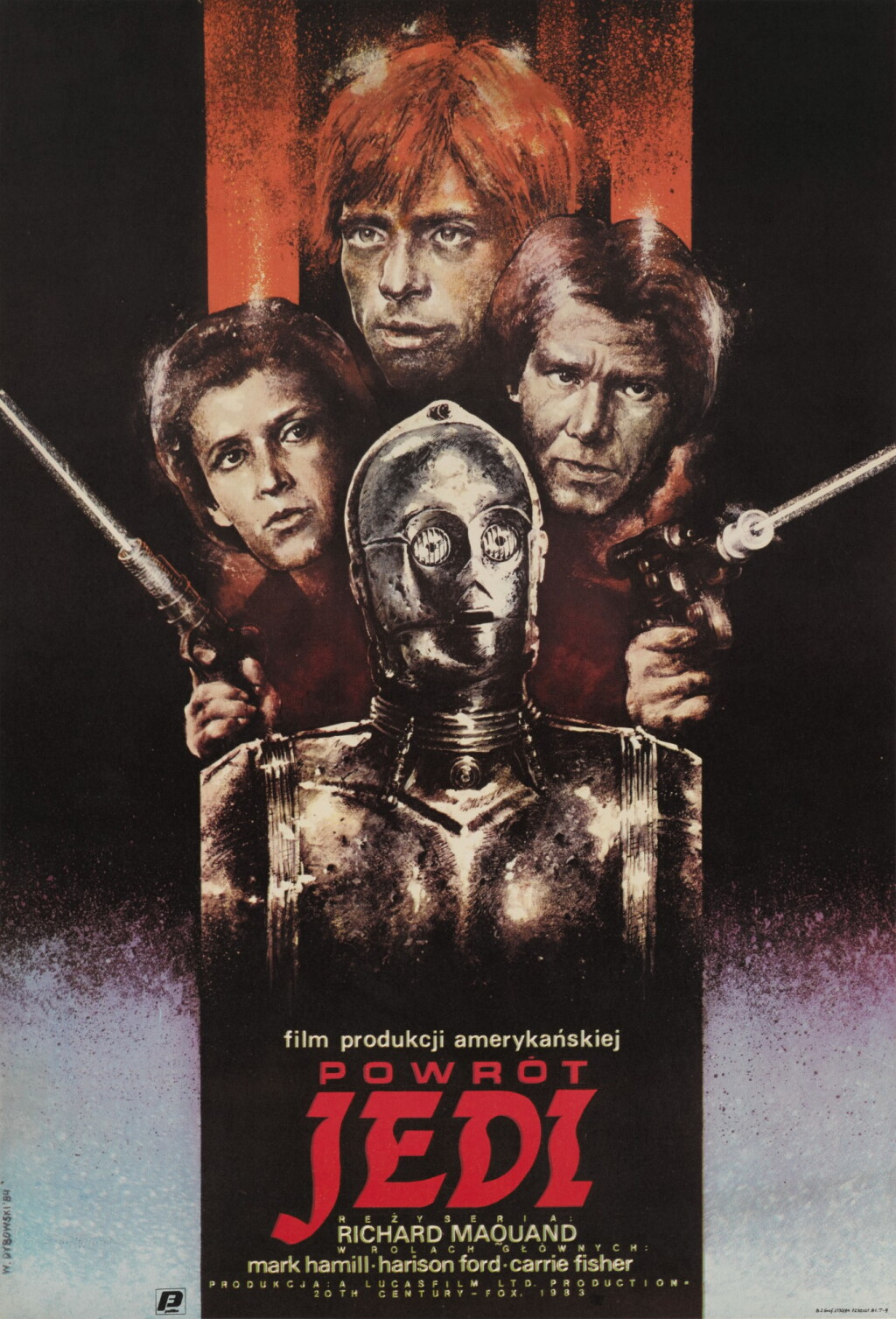View full screen - View 1 of Lot 91. RETURN OF THE JEDI / POWROT JEDI, FIRST POLISH RELEASE POSTER, STYLE A, WITOLD DYBOWSKI, 1984.