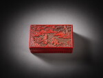 Boîte rectangulaire en laque rouge sculptée à décor d’immortel dans un paysage, Dynastie Qing, XVIIIe siècle