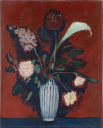 L'Arum ou Bouquet de fleurs au vase rayé