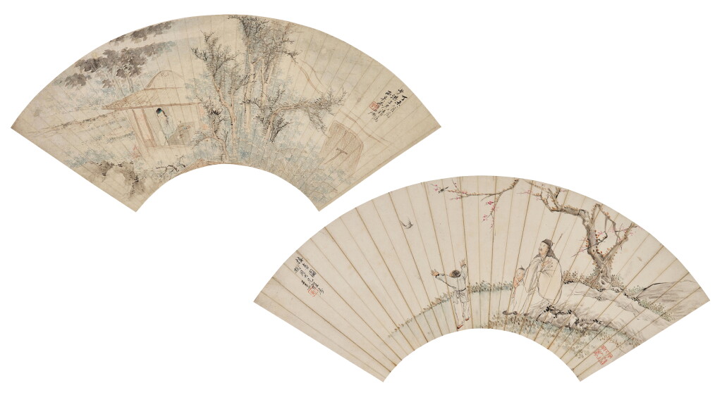 View full screen - View 1 of Lot 2564. 王素、費丹旭 人物扇面|Wang Su, Fei Danxu, Figures.