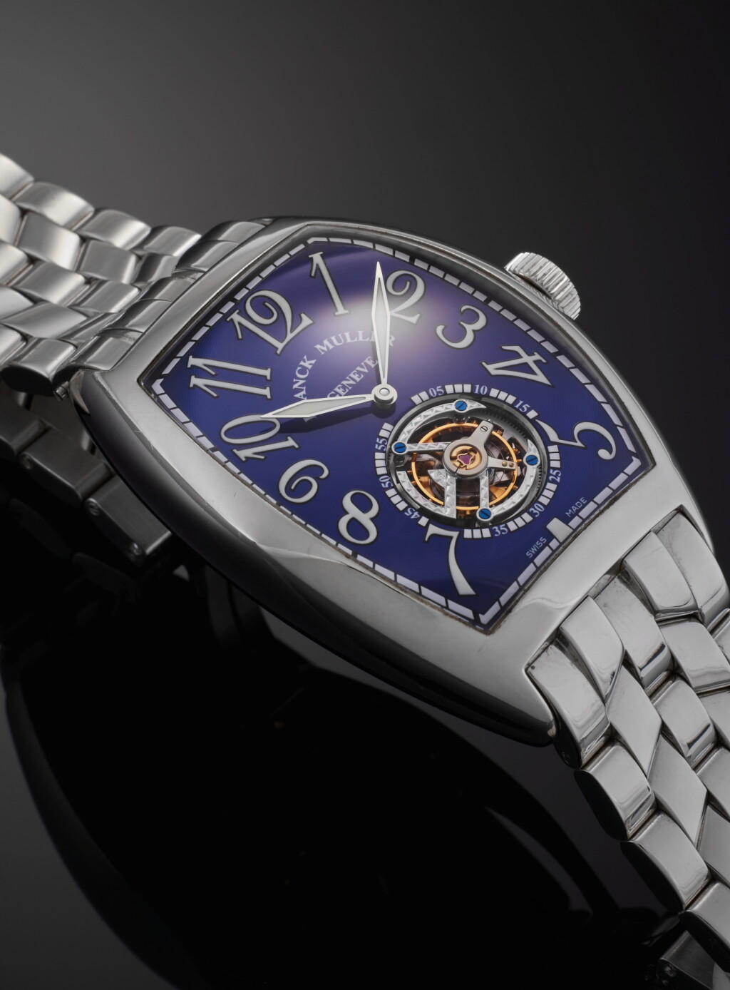 View full screen - View 1 of Lot 72. Reference 8880 T Master Imperial | A platinum tonneau shaped tourbillon wristwatch with bracelet, Circa 2010.