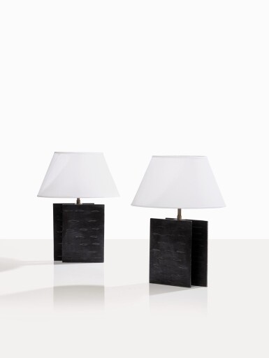 View full screen - View 1 of Lot 23. Paire de lampes.