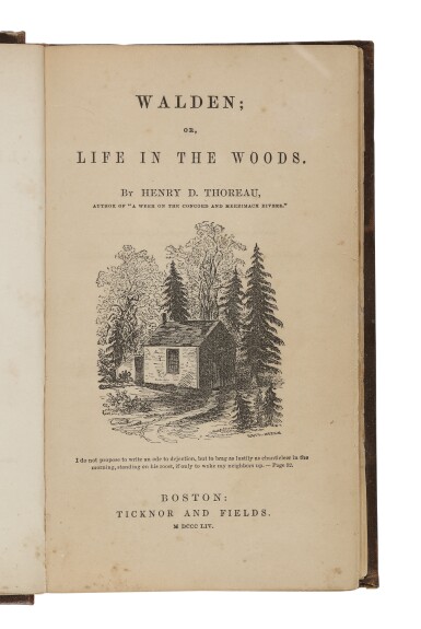 View full screen - View 1 of Lot 109. THOREAU, HENRY DAVID | Walden: or, Life in the Woods. Boston: Ticknor and Fields, 1854.