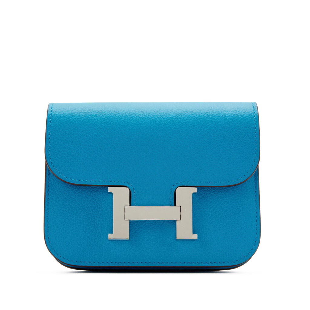 View full screen - View 1 of Lot 63. Blue Frida and Rose Mexico Evercolor Constance Slim Wallet Palladium Hardware, 2020.