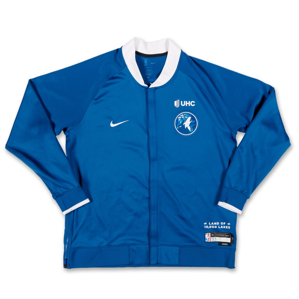 View full screen - View 1 of Lot 146. Leonard Miller Minnesota Timberwolves 2023-2024 City Edition Warmup Set.