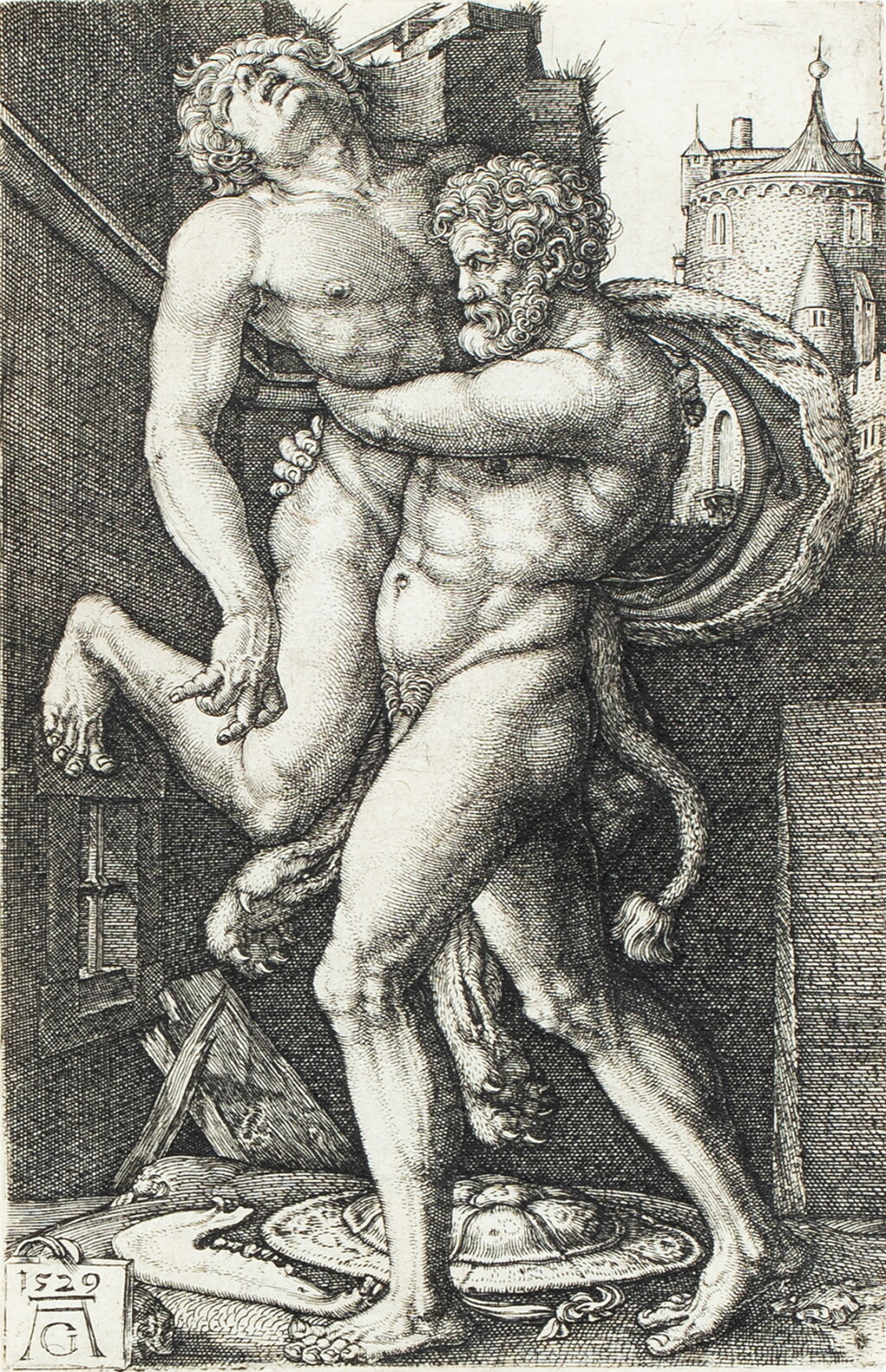 View full screen - View 1 of Lot 1369. Hercules and Antaeus (New Hollstein 96).