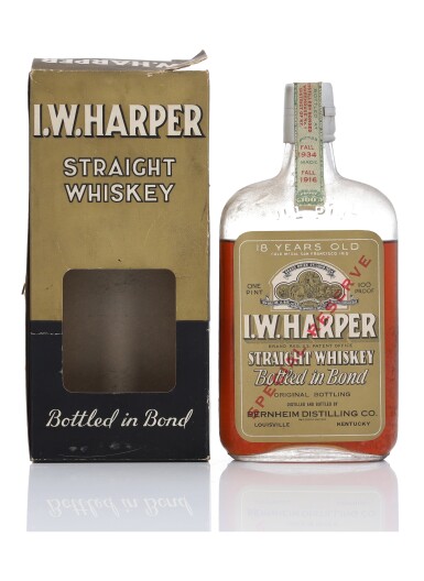 View full screen - View 1 of Lot 731. I.W. Harper Special Reserve 18 Year Old 100 Proof 1916 (1 Bottle Pint).