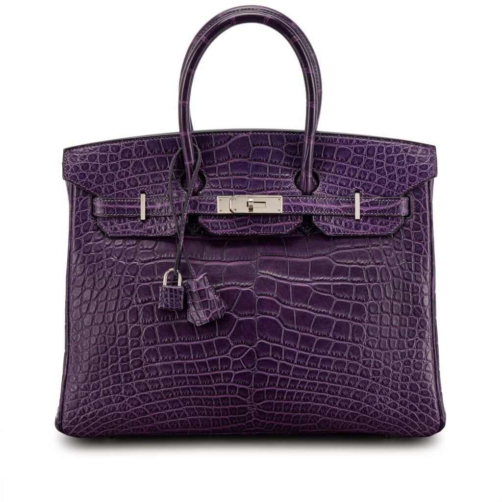 View full screen - View 1 of Lot 595. Amethyst Matte Mississippiensis Alligator Birkin 35 Palladium Hardware, 2011.