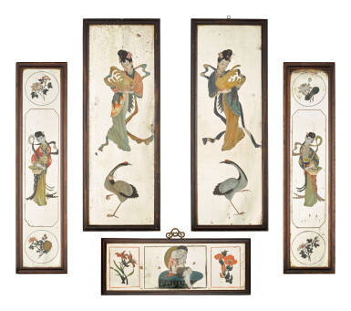 View full screen - View 1 of Lot 198. A group of nine Chinese reverse glass mirror paintings, Qing Dynasty, 19th century.