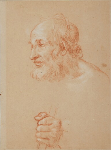 View full screen - View 1 of Lot 208. Head of St. Joseph and his hand gripping a staff.