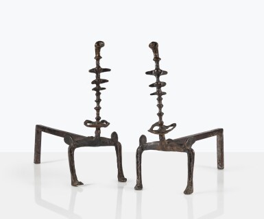 View full screen - View 1 of Lot 330. Pair of "Carcasse" Andirons.