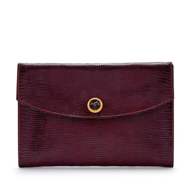 View full screen - View 1 of Lot 103. Bordeaux Shiny Lizard Rio Gold Hardware, 1992.