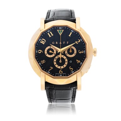 View full screen - View 1 of Lot 98. GRAFF | CHRONOGRAFF A LIMITED EDITION PINK GOLD AUTOMATIC CHRONOGRAPH WRISTWATCH WITH DATE AND REGISTERS, CIRCA 2015.