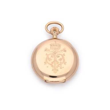 View full screen - View 1 of Lot 1102. A 14k gold half-hunting cased keyless cylinder watch Circa 1910.