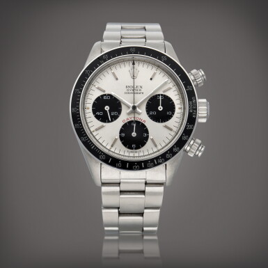 View full screen - View 1 of Lot 442. Daytona 'Big Red', Reference 6263 | A stainless steel chronograph wristwatch with bracelet | Circa 1975.