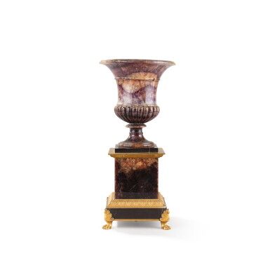 View full screen - View 1 of Lot 166. A blue John patinated and gilt-bronze vase, England, early 19th century.