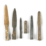 A group of five archaic bronze spearheads, Zhou / Han dynasty | 周 / 漢 銅矛一組五件