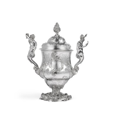 View full screen - View 1 of Lot 828. George II Silver Presentation Cup and Cover of South Carolina Interest, Thomas Heming, London, dated 1748.