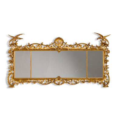 View full screen - View 1 of Lot 11. A George II style Irish carved giltwood overmantel mirror, late 19th century.