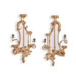 A Pair of George II Giltwood Two-Light Girandoles, circa 1755