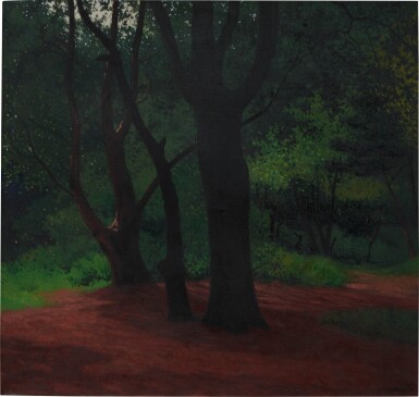 View full screen - View 1 of Lot 17. Sous-bois, trois grands arbres, 1919.