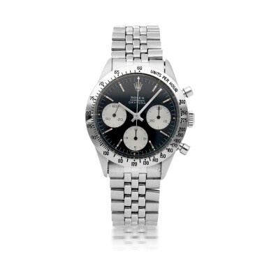 View full screen - View 1 of Lot 405. DAYTONA, REF 6239 STAINLESS STEEL CHRONOGRAPH WRISTWATCH WITH BRACELET CIRCA 1966.