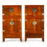 An impressive pair of large huanghuali and camphor wood compound cabinets (Sijiangui), Late Ming dynasty | 晚明 黃花梨拼樟木四件櫃一對