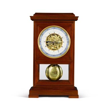 View full screen - View 1 of Lot 60. A Consulate mahogany month-going table regulator with remontoire, equation of time and revolutionary and Gregorian calendars, Jean-Francois Cronier, Paris, dated 1800.