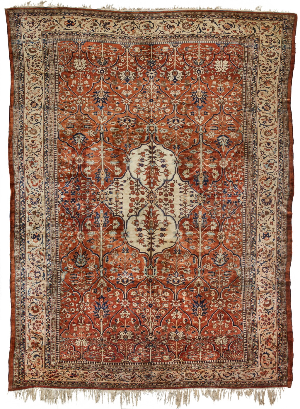 View full screen - View 1 of Lot 150. A silk Heriz carpet, north west Persia, late 19th century.