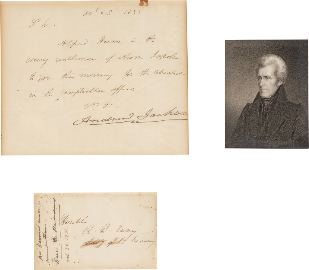 View full screen - View 1 of Lot 1134. Jackson, Andrew | President Jackson recommends an office seeker .
