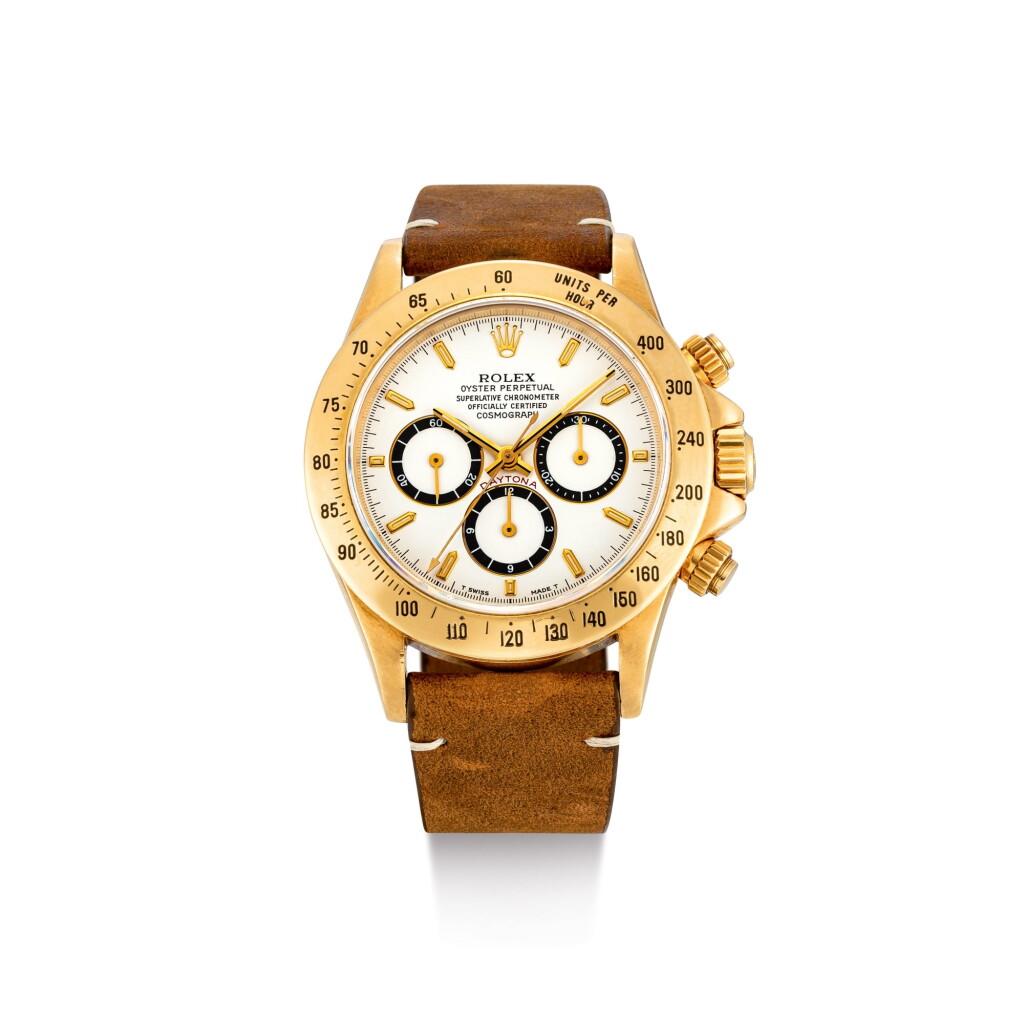 View full screen - View 1 of Lot 2020. ROLEX | COSMOGRAPH DAYTONA 'INVERTED 6', REFERENCE 16528, A YELLOW GOLD CHRONOGRAPH WRISTWATCH, CIRCA 1991 | 勞力士 | "Cosmograph Daytona ""Inverted 6"" 型號16528 黃金計時腕錶,錶殼編號N443903,約1991年製".