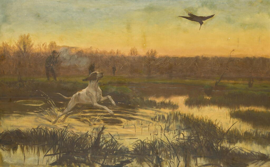 View full screen - View 1 of Lot 38. JÓSEF CHELMONSKI | Hunting in the Meadows.