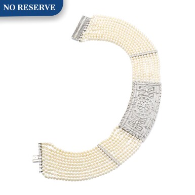 View full screen - View 1 of Lot 1234. Seed pearl and diamond choker.