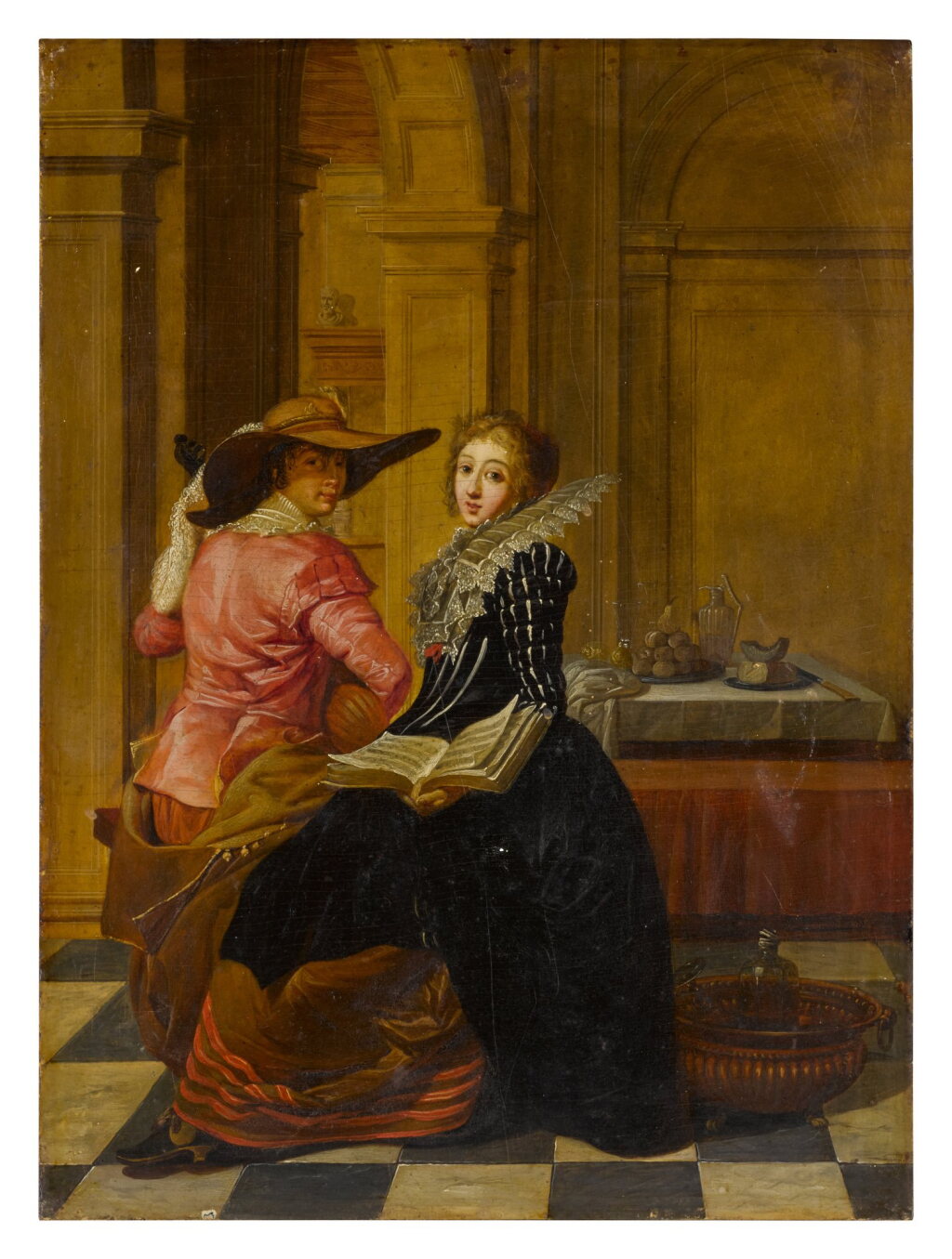 View full screen - View 1 of Lot 54. A musical couple seated in an interior.