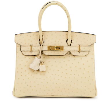 View full screen - View 1 of Lot 23. Vanille Ostrich Birkin 30 Gold Hardware, 2017.