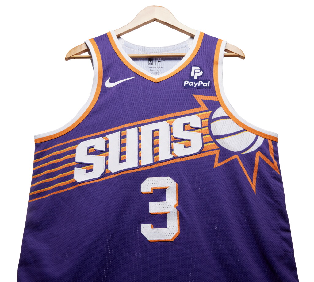 View full screen - View 1 of Lot 17. Bradley Beal Phoenix Suns 2023-2024 Game Worn Icon Edition Jersey.
