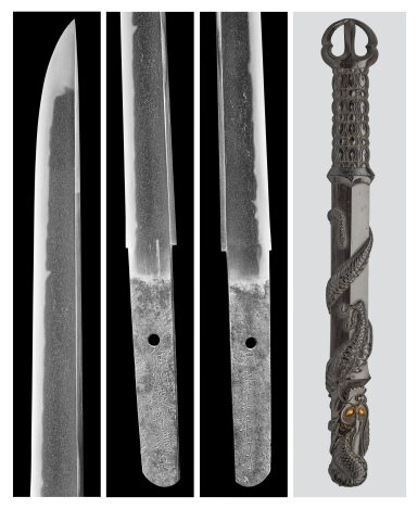 View full screen - View 1 of Lot 75. A tanto | Signed Bishu Osafune Kiyomitsu (Kiyomitsu of Osafune, Bizen Province) | Muromachi period, dated Tenbun jusan nen ni gatsu hi (a day in the 2nd month, 1543).