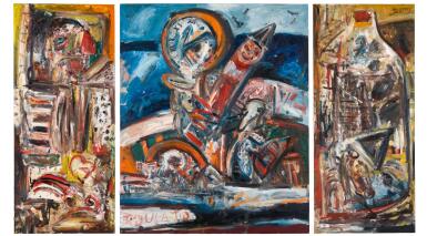 View full screen - View 1 of Lot 15. JOHN BELLANY, R.A. | EUPHRASY, TRIPTYCH.