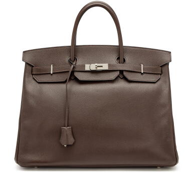 View full screen - View 1 of Lot 21. Chocolat Epsom Birkin 40 Palladium Hardware, 2011.