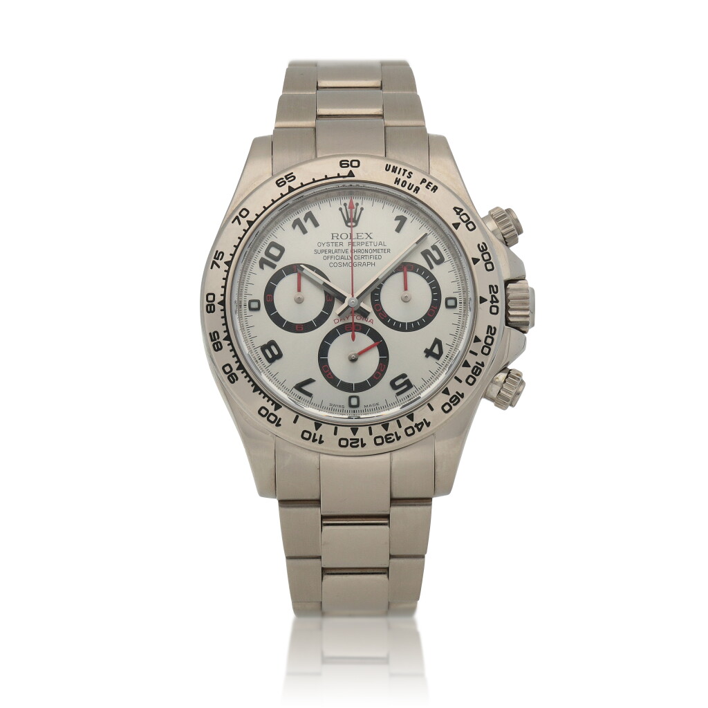 View full screen - View 1 of Lot 66. Daytona, Ref. 116509 White gold chronograph wristwatch with bracelet Circa 2010.