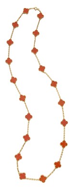 GOLD AND CORAL 'VINTAGE ALHAMBRA' NECKLACE, VAN CLEEF & ARPELS, FRANCE