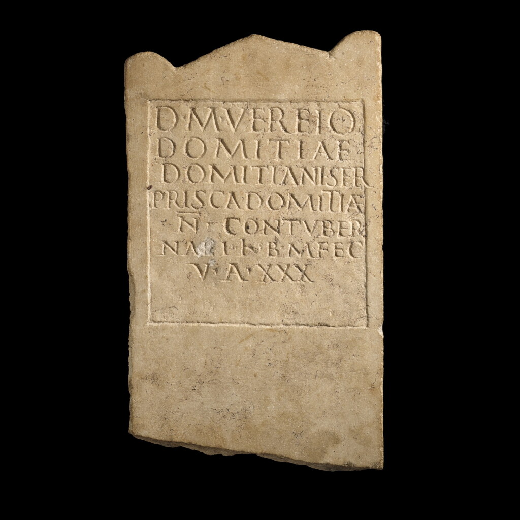 View full screen - View 1 of Lot 54. A ROMAN MARBLE LOCULUS PLAQUE WITH FUNERARY INSCRIPTION FOR VEREIUS, A.D. 70-81.