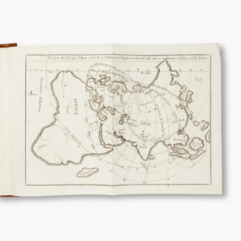 View full screen - View 1 of Lot 129. Guerrino, Tommaso | Trattato astronomico per la costruzione delle effemeridi e il metodo di calcolare gli ecclissi, Milan, 1762, first edition, contemporary calf.