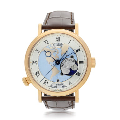 View full screen - View 1 of Lot 302. BREGUET | REFERENCE 5717 HORA MUNDI A PINK GOLD AUTOMATIC WORLD TIME WRISTWATCH WITH DATE AND DAY AND NIGHT INDICATION, CIRCA 2015.