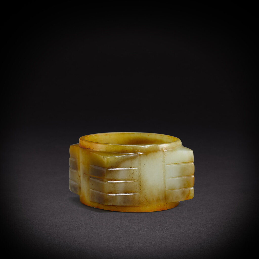 View full screen - View 1 of Lot 6813. A white and russet jade cong, Neolithic period | 新石器時代 玉琮.