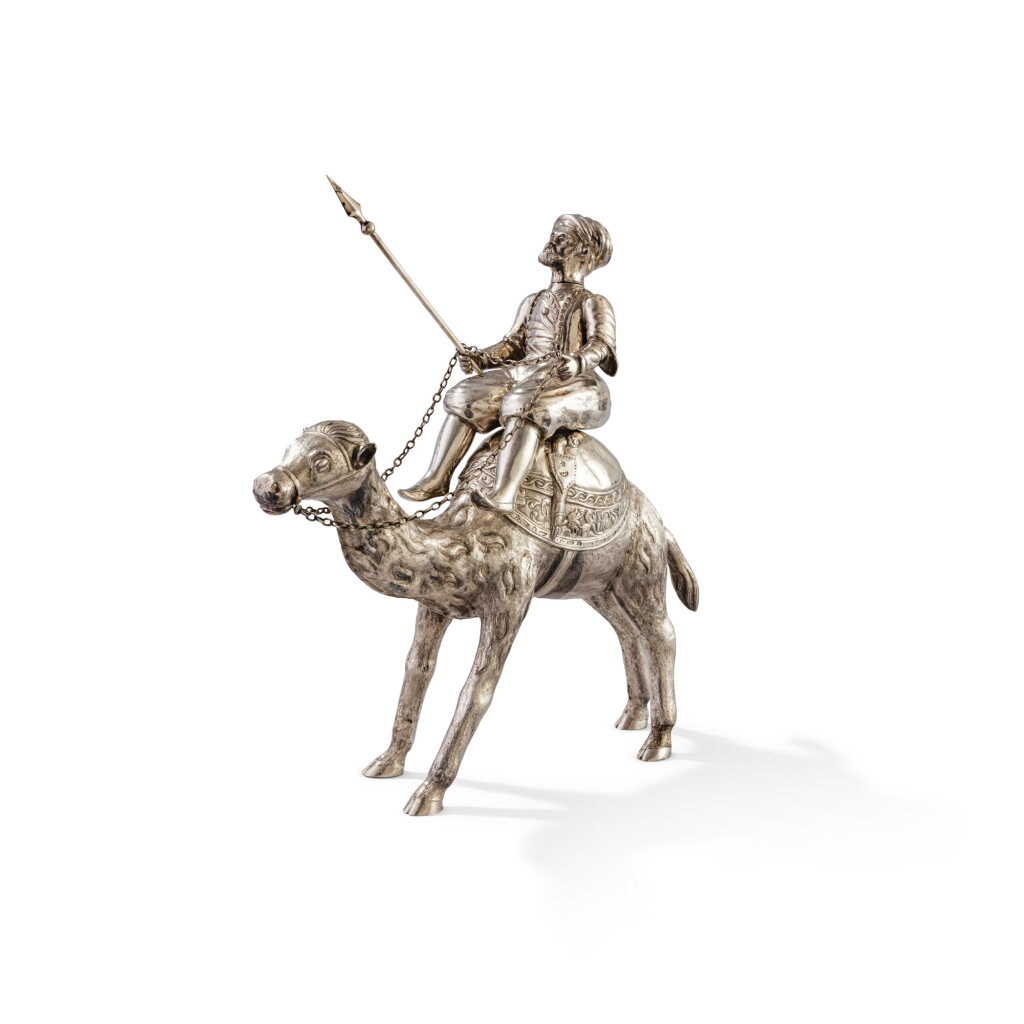View full screen - View 1 of Lot 233. A silver figural cup and cover, unmarked, 19th century.