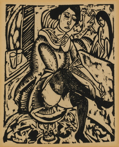 View full screen - View 1 of Lot 371. Frau, Schuh zuknöpfend (Dube H. 206; Schiefler H. 211; Gercken 566).